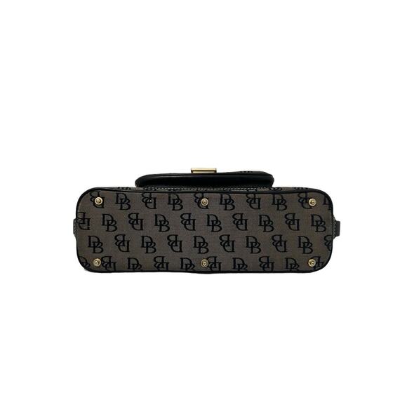 Dooney and Bourke Signature Monogram Over Shoulder Handbag Black And Grey Buckle - Picture 8 of 13